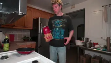 collins playing around in the kitchen