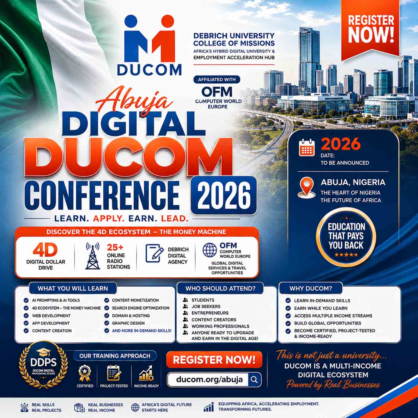 2026 Abuja Digital DUCOM Conference: AI, Ducom 4D Ecosystem, Digital Skills, Earn & Lead in Africa’s Digital Economy