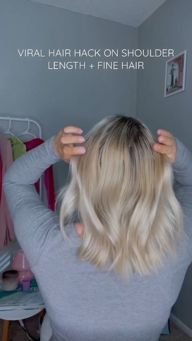 Viral hair hack on shoulder length + fine hair #hairhack #ha
