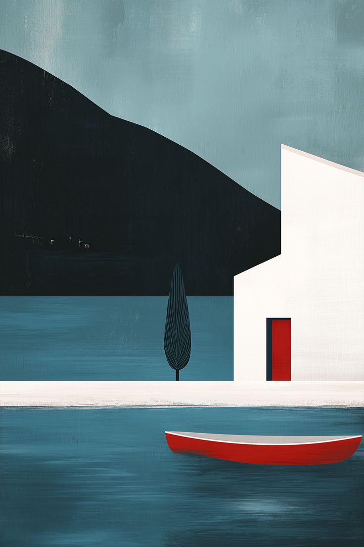 a minimal and inconic lanscape style artwork capturing the s