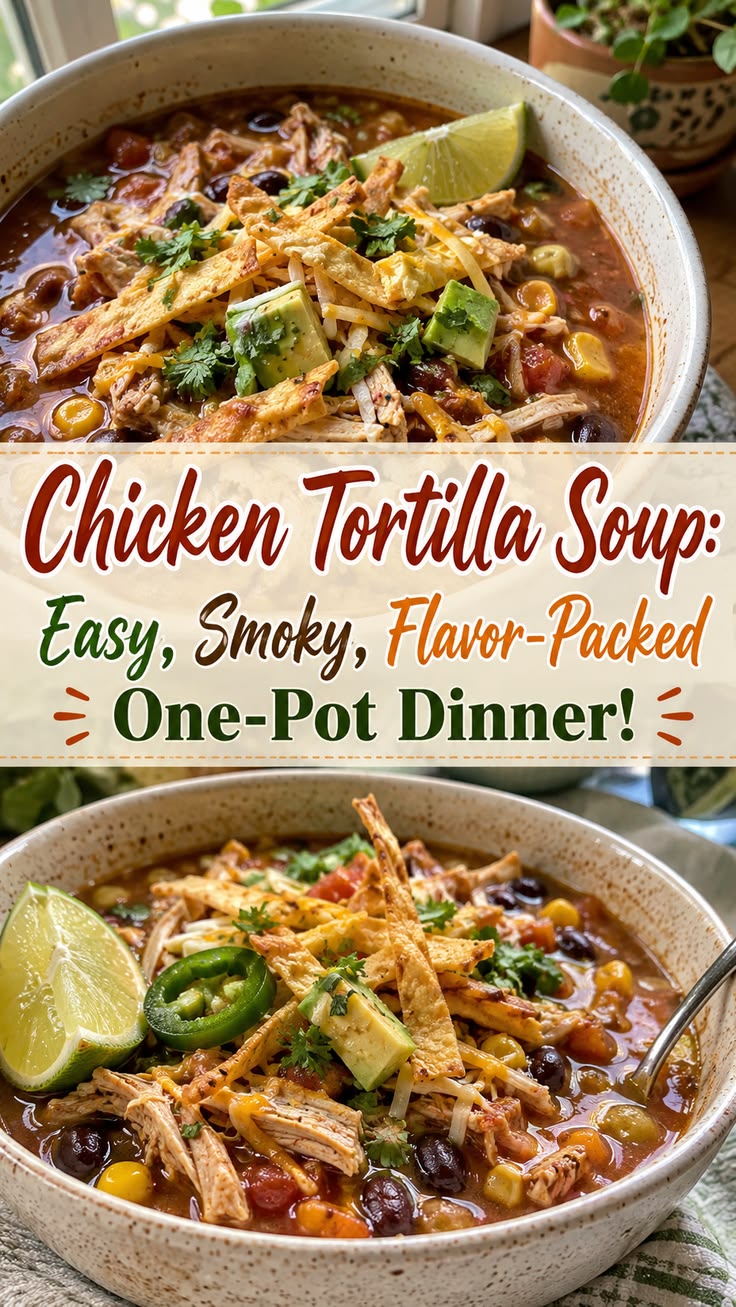 Chicken Tortilla Soup is a bold, flavorful dinner made with 