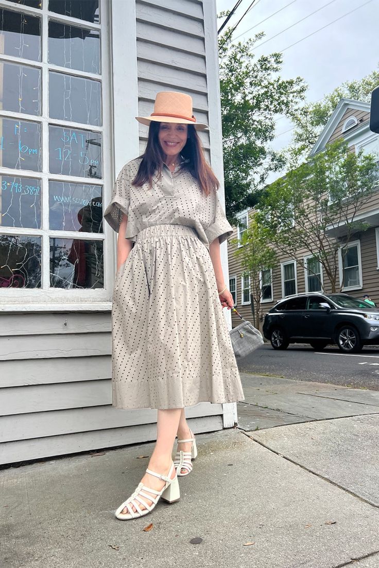 how cool is this perforated midi skirt? relaxed fit, side po