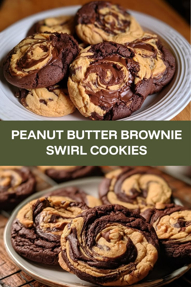 Indulge in these Peanut Butter Brownie Swirl Cookies - a per