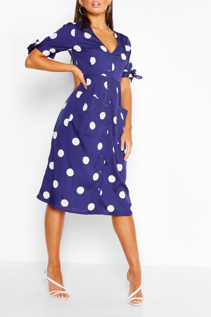Polka Dot Tie Sleeve Dress