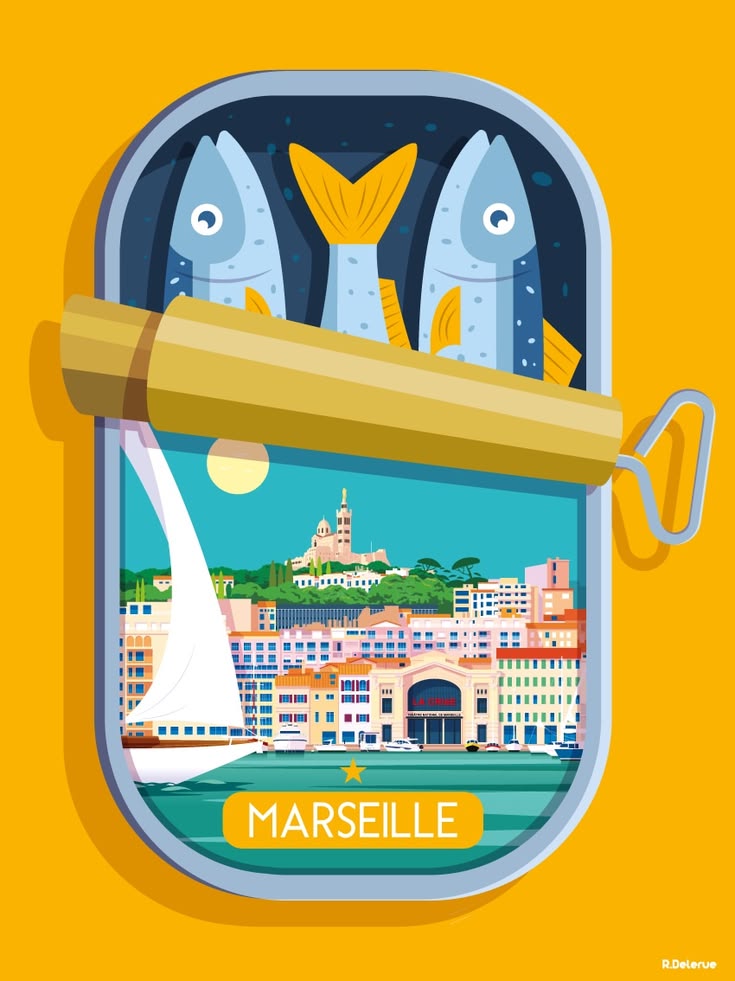 Marseille en boite ... #Marseille #sardine #illustration #ra