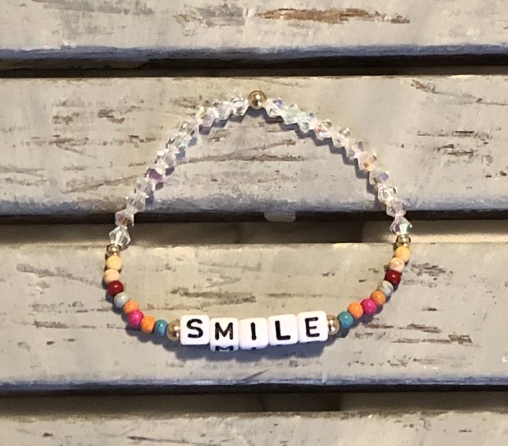 Word Bracelet-Smile-Stackable Bracelet-Custom Word Bracelet-