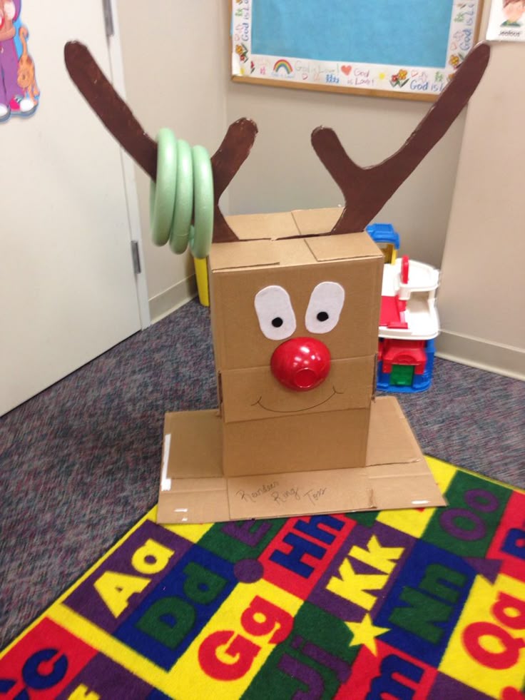 Reindeer ring toss I made. Easy party game to make. Cardboar