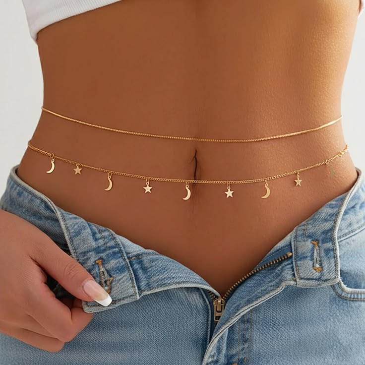 Add a delicate celestial glow to your look with this gold mo