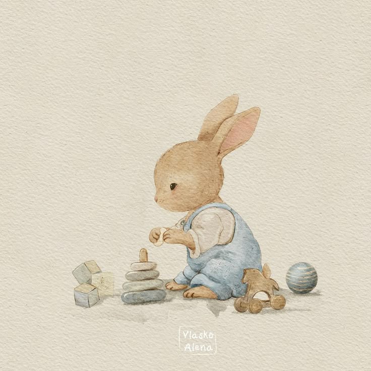Alena Vlasko illustrator | Rabbit’s kindergarten play room✨ 