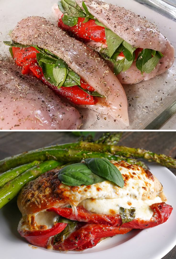 Roasted Red Pepper, Mozzarella and Basil Stuffed Chicken rec