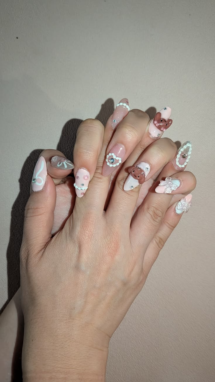 mocha sanrio sweets nails