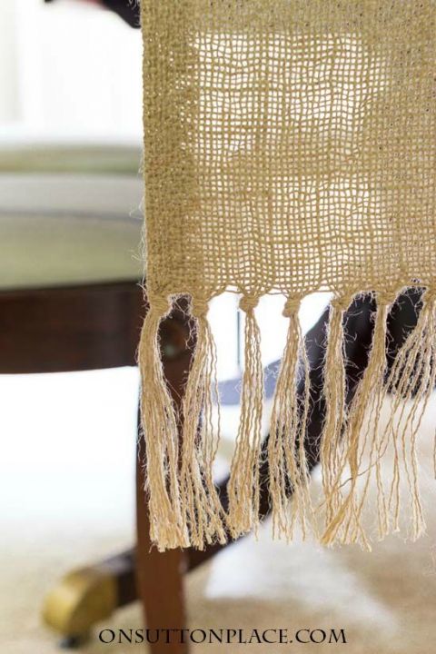 DIY Burlap Table Runner with Tassels | Easy, no sew step-by-
