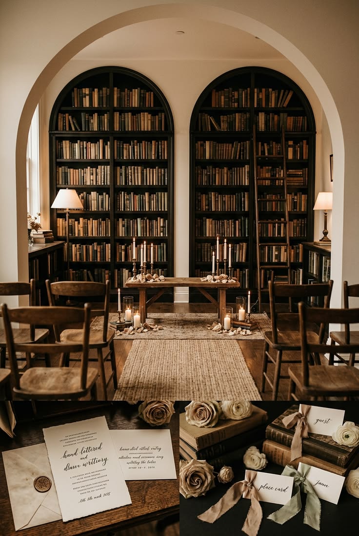 When the venue is a library, you can let the shelves do half