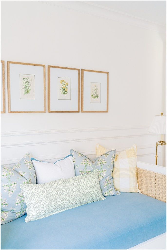A mixture of classic blue, green and yellow fabrics in Poppy