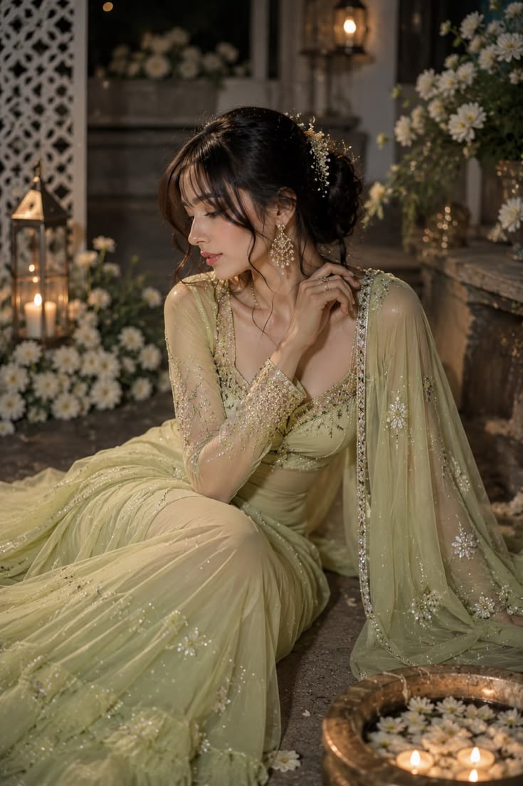 elegant sheer outfit for mehendi & festive nights!