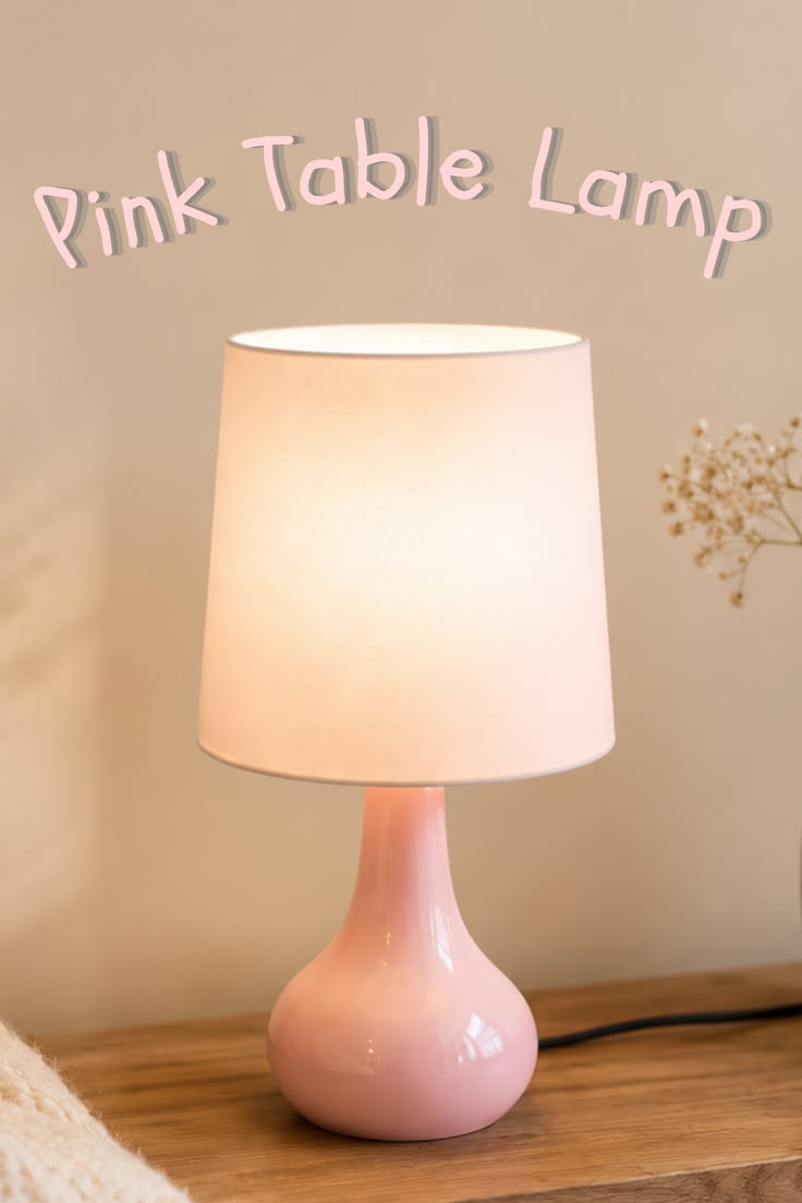 soft blush pink table lamp for a minimal and cozy bedroom en