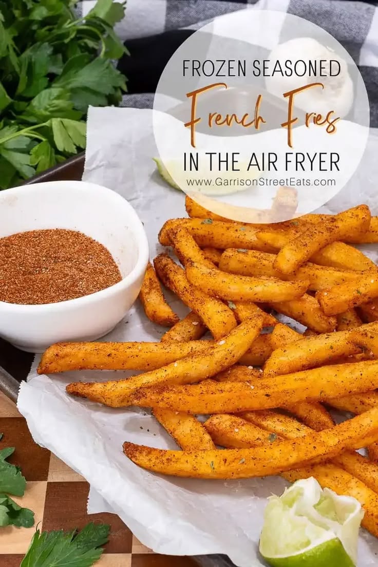 The easiest frozen seasoned fries in the air fryer without t