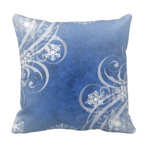 Christmas Snowflakes Blue Throw Pillows #homedecor #christma