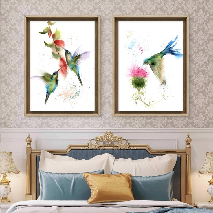 Smart Buys! Hummingbird Watercolor Art Prints Set, Vibrant B