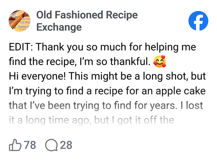Old Fashioned Recipe Exchange