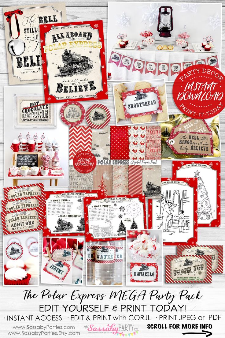 Polar Express MEGA Party Bundle INSTANT DOWNLOAD Partially -