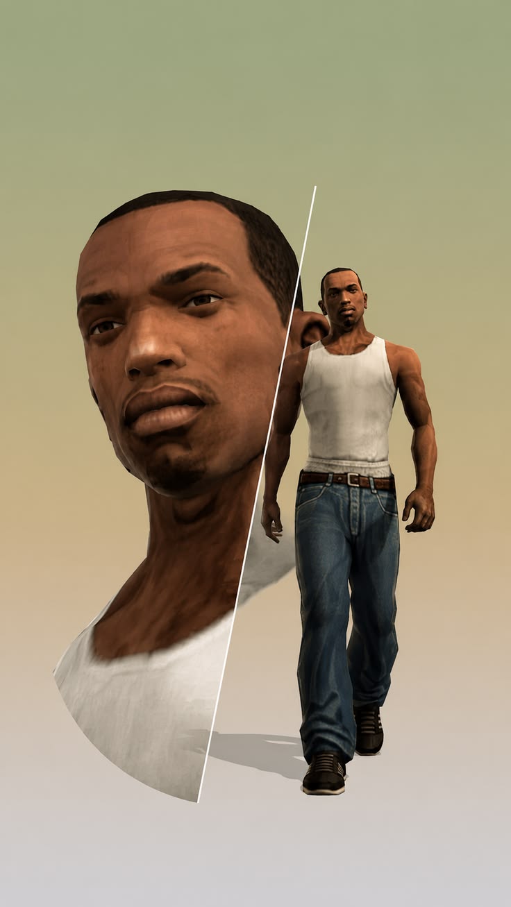 A stylish CJ-inspired GTA San Andreas poster with the classi