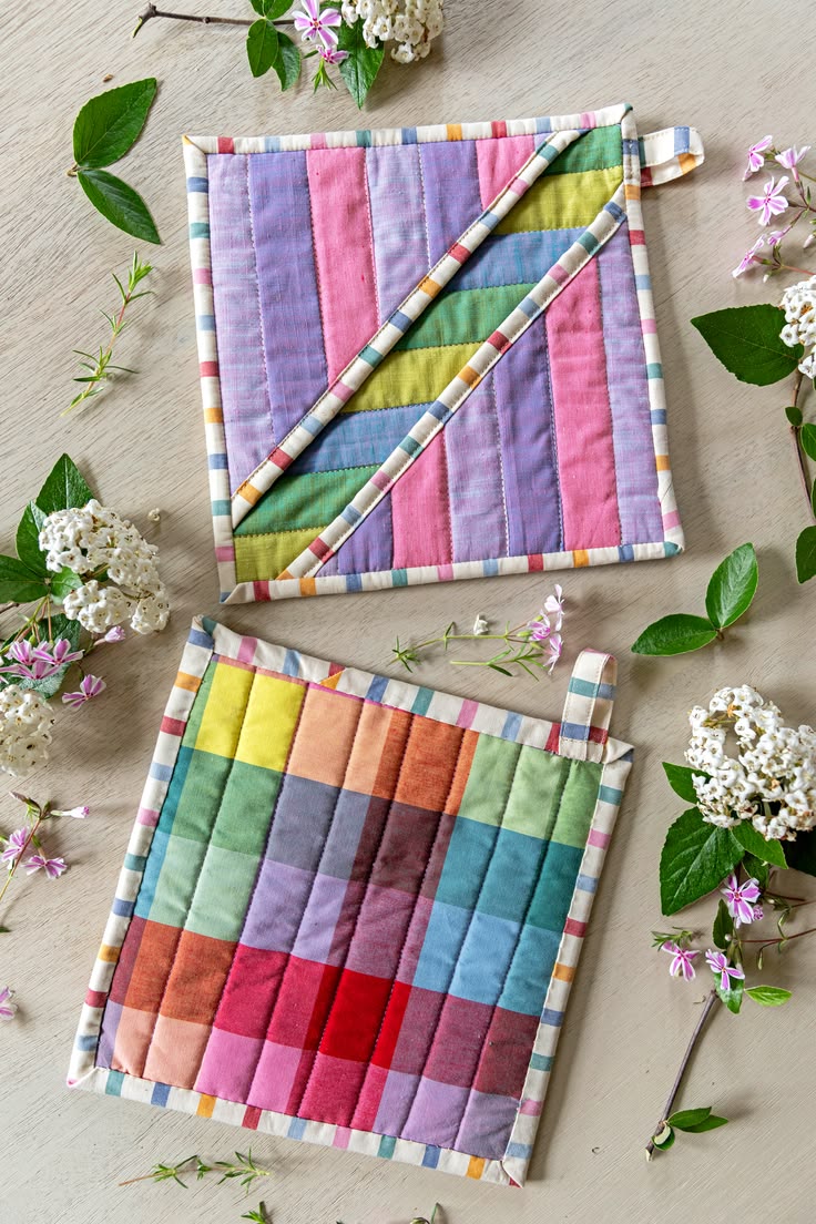 Brighten up your kitchen with colorful quilted pot holders m