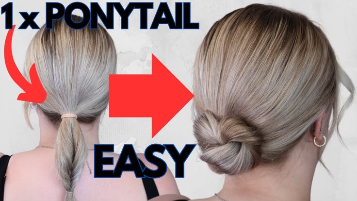 How to do EASY 1 MINUTE chignon bun hairstyle - quick and ea