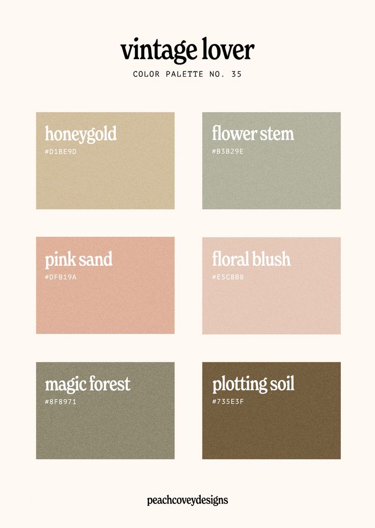 Vintage color palette with shades of pink, green, gold and b