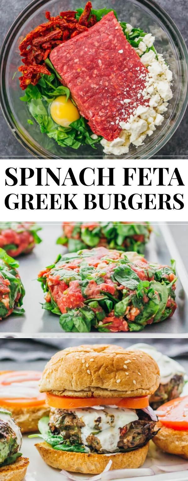 These healthy Greek burgers are made using ground beef mixed