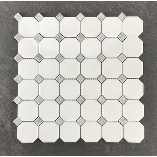 2" Octagon with Dot Marble Mosaic Tiles - Case (10 Sheets) -
