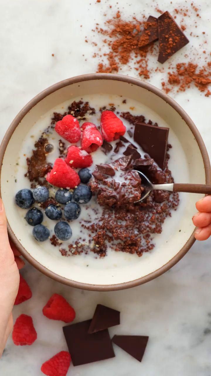Getting tired of oatmeal? Our Vegan Dark Chocolate Quinoa Br