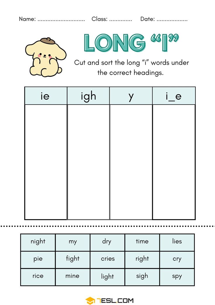 Long Vowel Worksheets for Kids