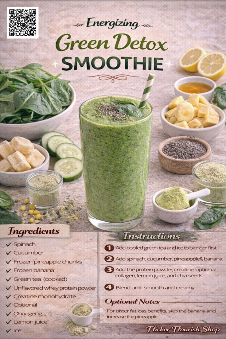 This Green Energy Protein Smoothie blends fresh greens, frui
