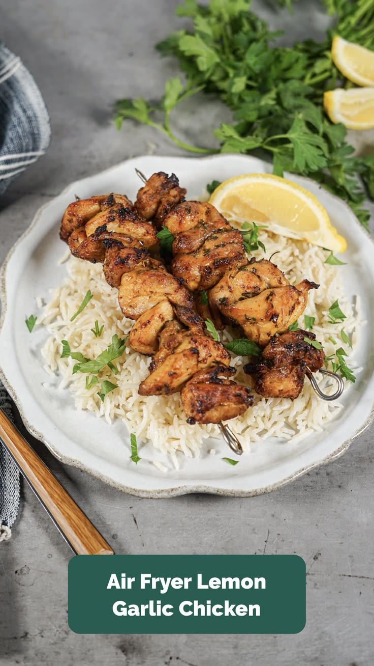 Busy spring nights = solved 🍋🍽 This Air Fryer Lemon Garlic C