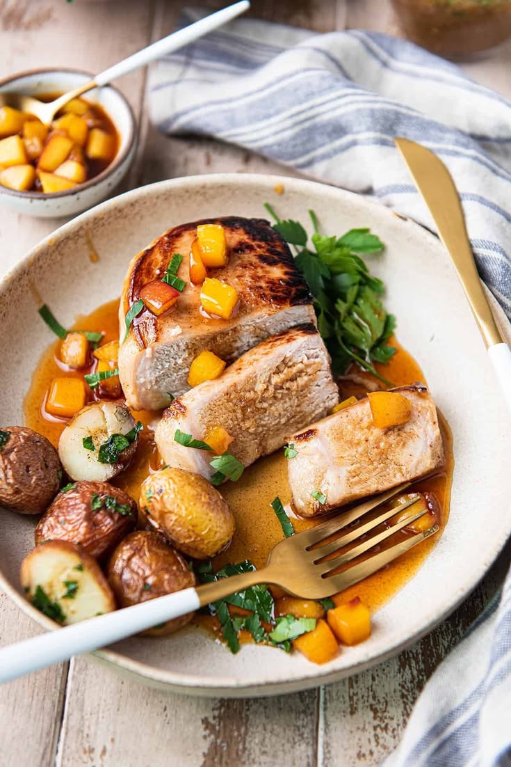 These boneless pork chops are brined in milk and apple cider