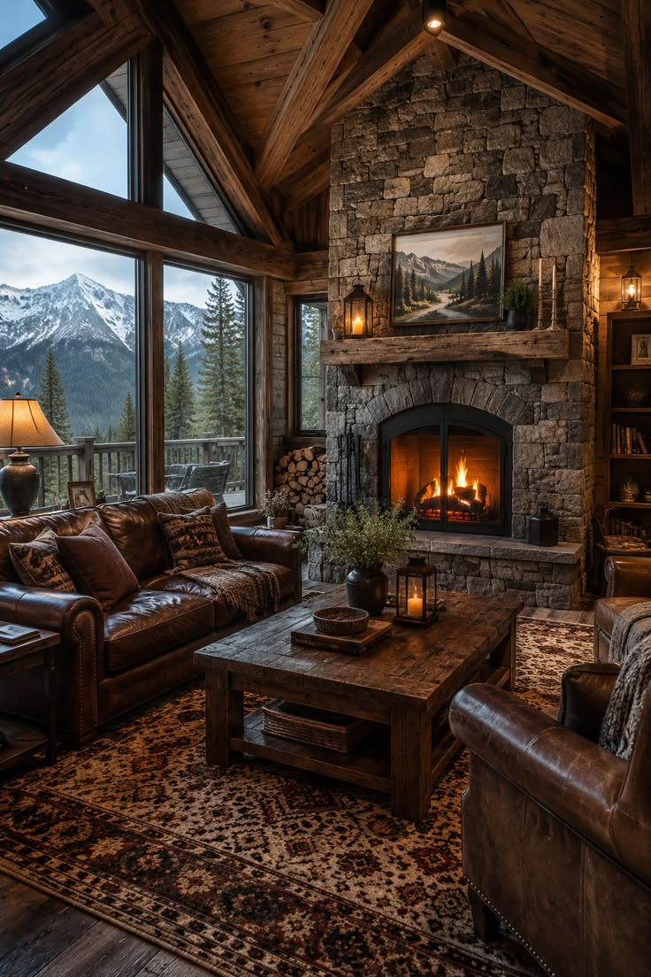 into the warmth of this stunning mountain cabin rustic livin