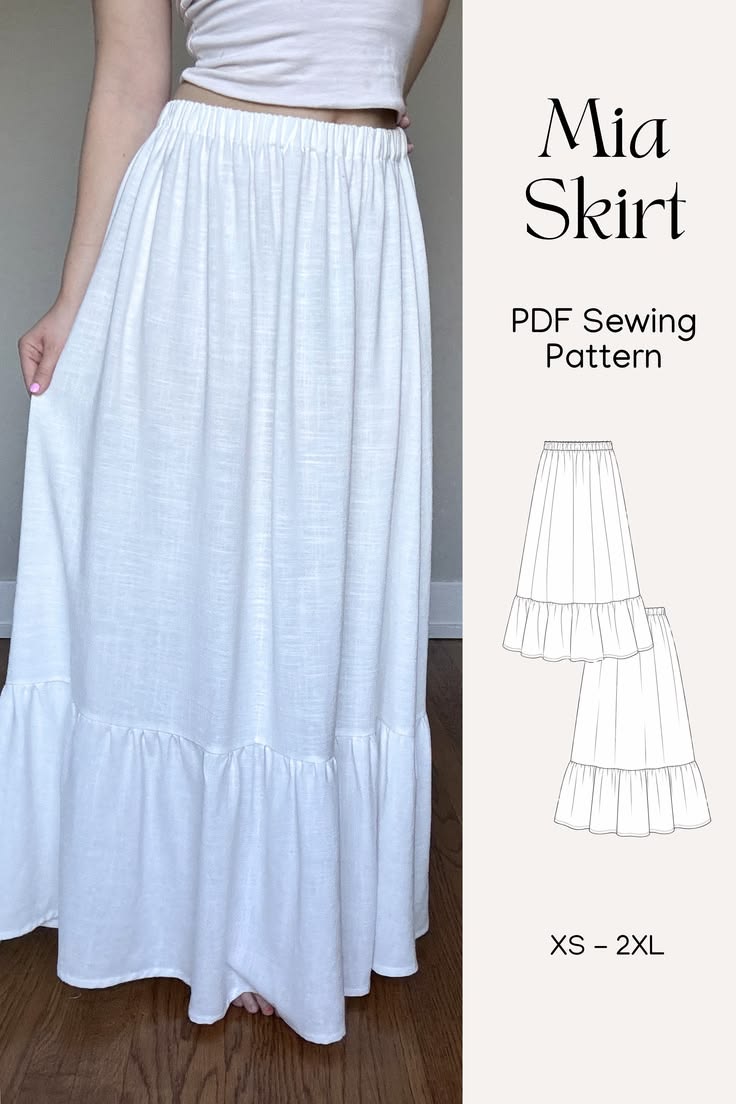 Sew your own tiered maxi skirt with the Mia Skirt PDF sewing