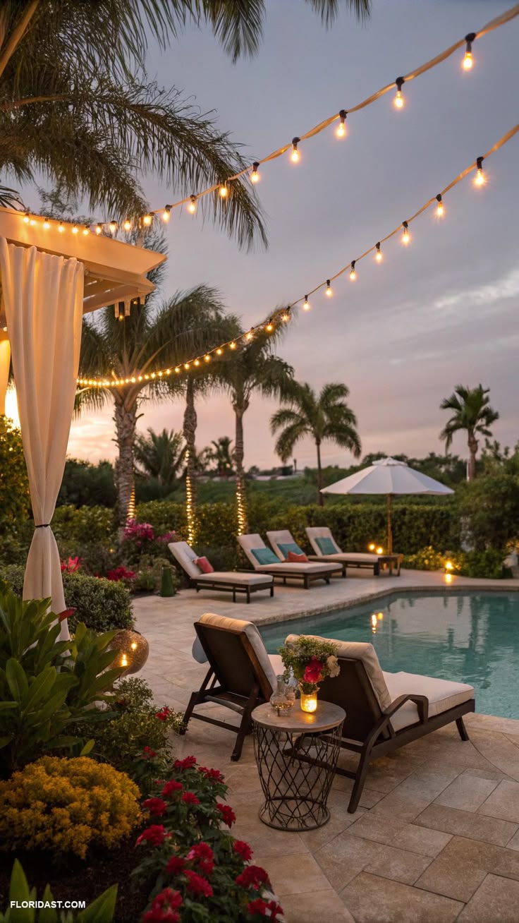Make your pool patio into a magical evening retreat with the
