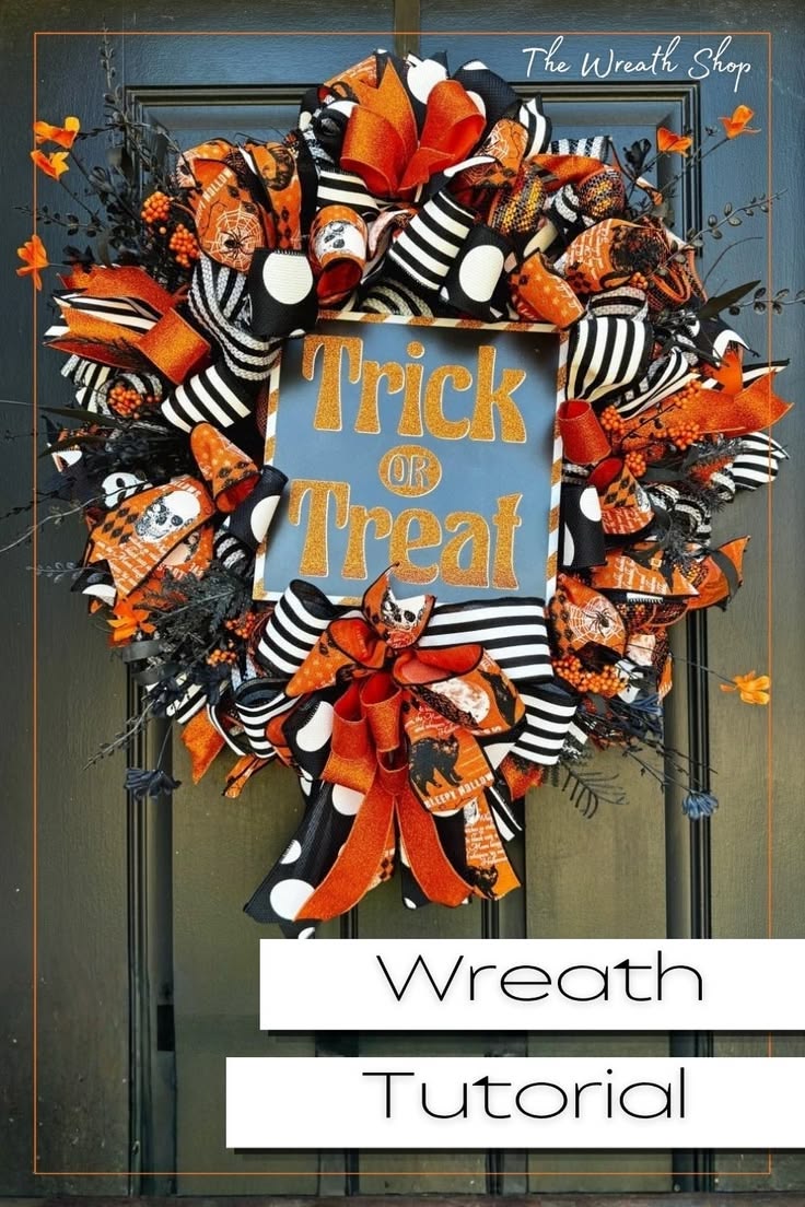 Learn how to make this Trick or Treat Halloween wreath with 