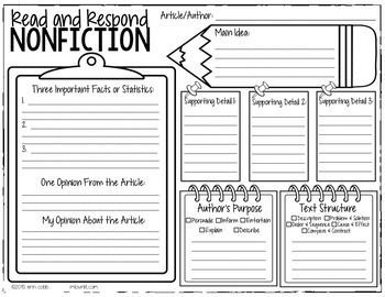 Nonfiction Graphic Organizer for ANY Article or Nonfiction P