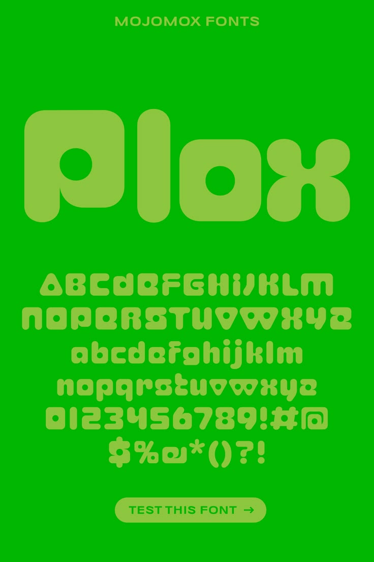 A toy-like block font with chunky corners and a modular, too