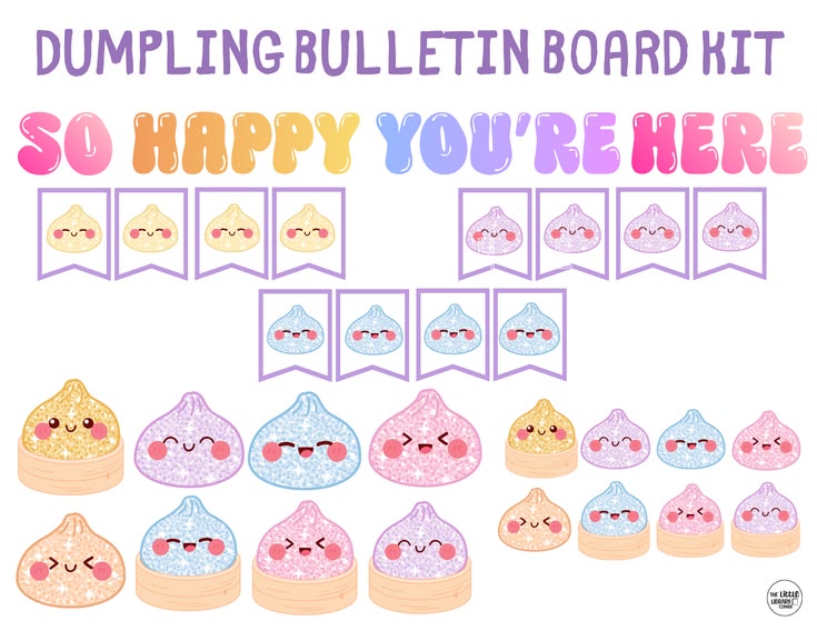 This bulletin board features adorable dumpling squishies! Th