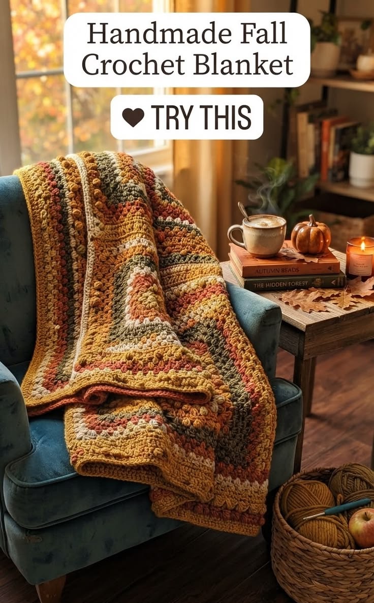 Discover gorgeous autumn-inspired crochet blankets featuring