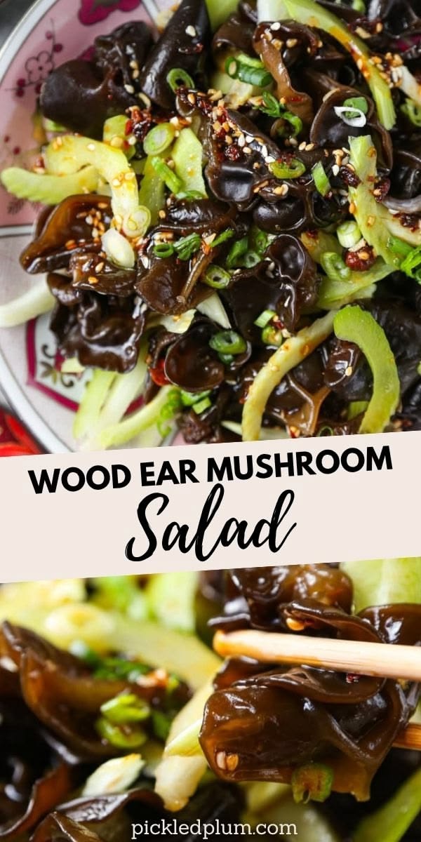 A vibrant Chinese wood ear mushroom salad with crisp celery.