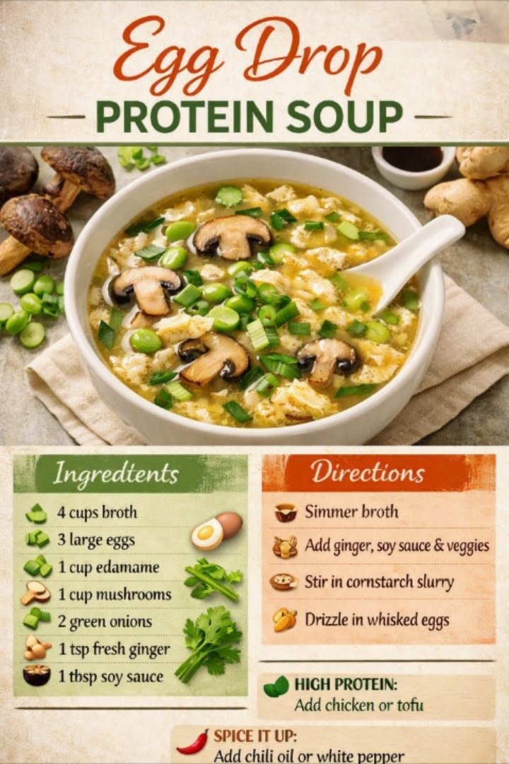 Warm up with this high‑protein Egg Drop Soup — a light, low‑