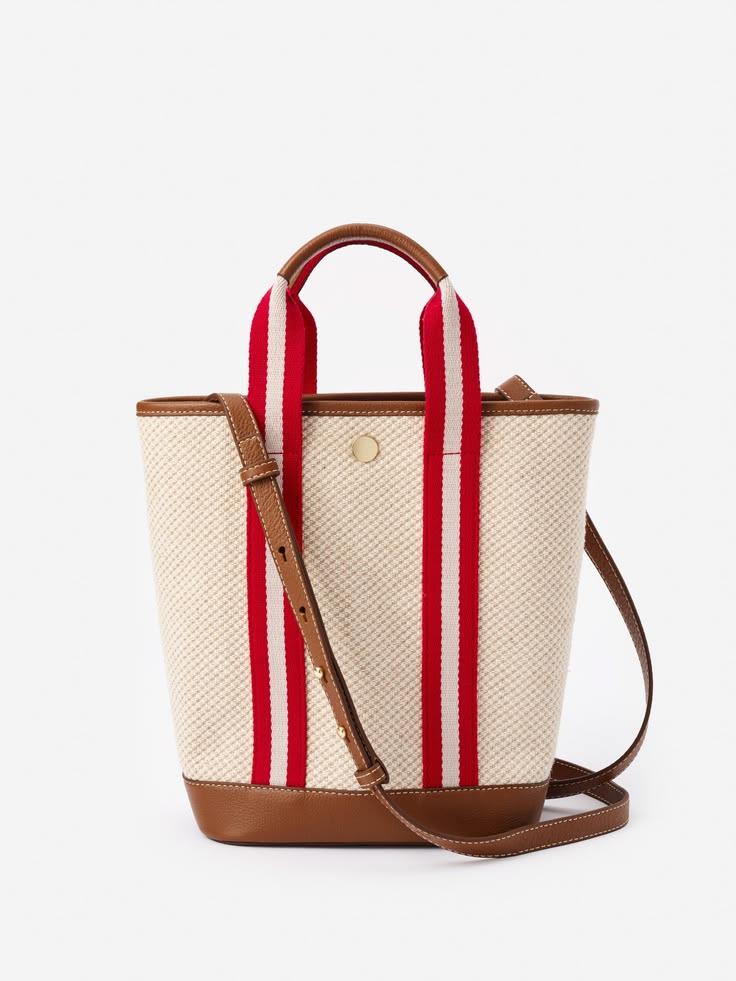 Natural/Red Solid Emery Canvas Mini Tote | Women's Handbags 