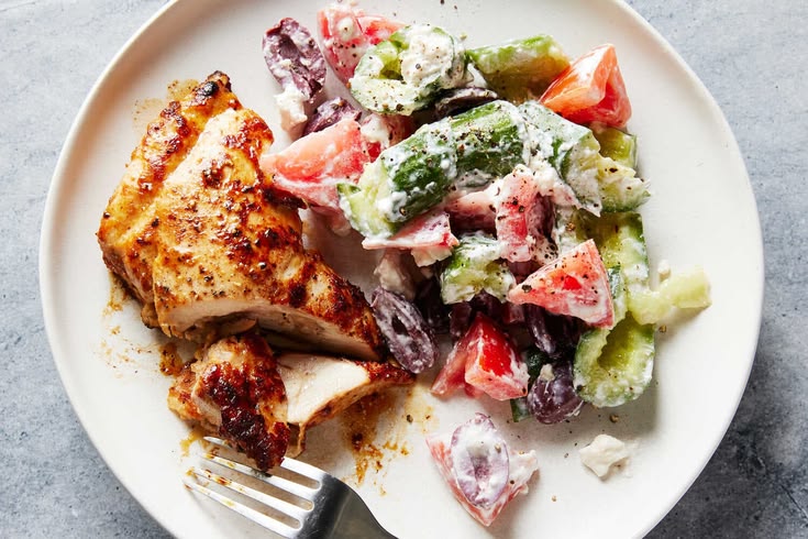 This meal has the flavors of a Greek combination plate with 