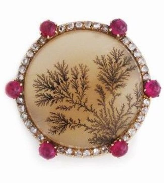This contains an image of: An Antique Moss Agate, Diamond an