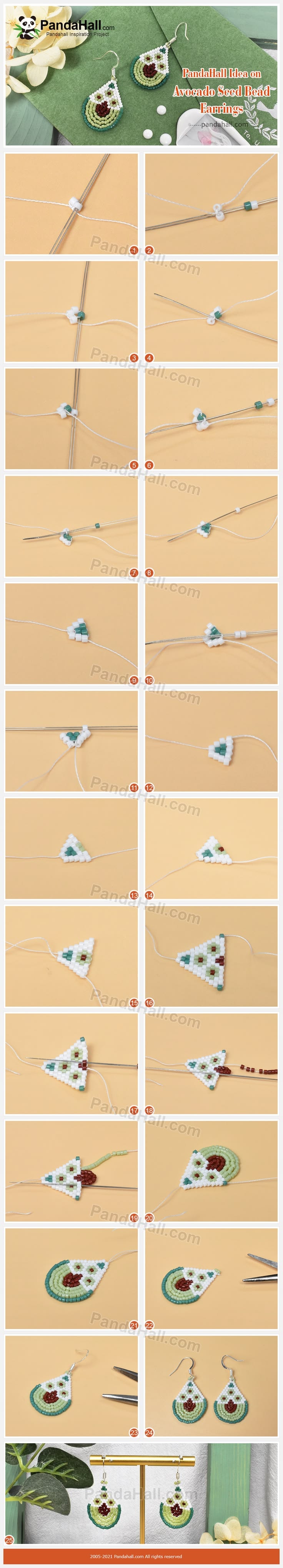 Avocado Seed Bead Earrings feature charming avocado-inspired